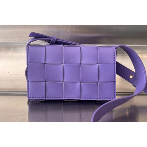 Bottega Veneta Small Cassette Bag in Purple intreccio leather