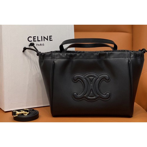 Celine SMALL CABAS DRAWSTRING CUIR TRIOMPHE bag IN Black GRAINED CALFSKIN