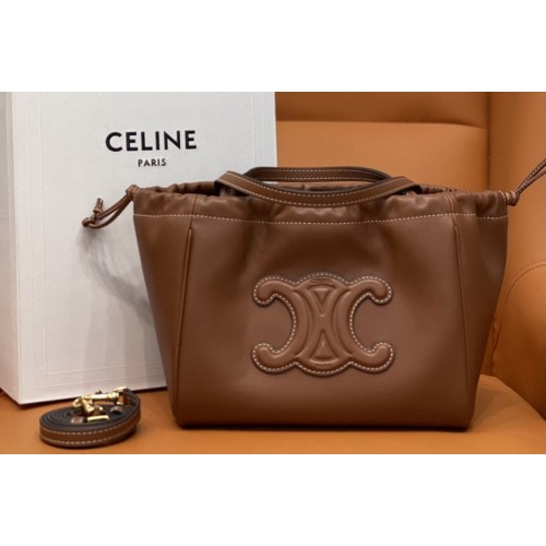 Celine SMALL CABAS DRAWSTRING CUIR TRIOMPHE bag IN Tan GRAINED CALFSKIN