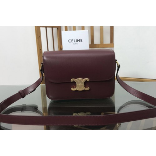 Celine CLASSIQUE TRIOMPHE BAG IN Burgundy SHINY CALFSKIN Celine CLASSIQUE TRIOMPHE BAG IN Burgundy SHINY CALFSKIN