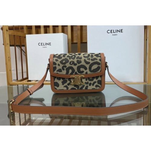 Celine CLASSIQUE TRIOMPHE BAG IN Triomphe Canvas and Tan Calfskin Celine CLASSIQUE TRIOMPHE BAG IN Triomphe Canvas and Tan Calfskin