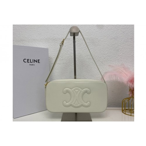 Celine CAMERA SHOULDER BAG CUIR TRIOMPHE IN White SMOOTH CALFSKIN