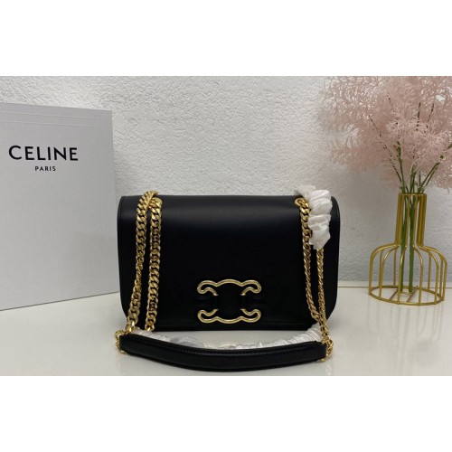 Celine MEDIUM BAG TRIOMPHE FRAME IN Black SHINY CALFSKIN Celine MEDIUM BAG TRIOMPHE FRAME IN Black SHINY CALFSKIN