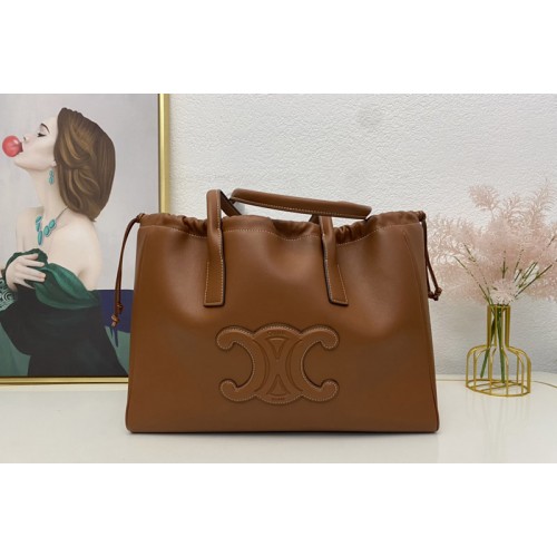 Celine CABAS DRAWSTRING CUIR TRIOMPHE Bag IN Tan SMOOTH CALFSKIN
