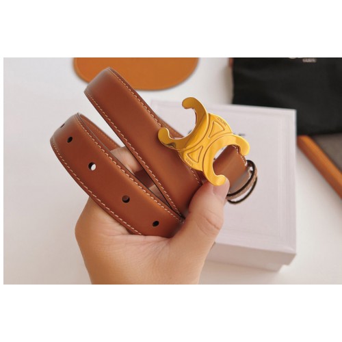 Celine 45AK93 MEDIUM TRIOMPHE BELT IN TAN NATURAL CALFSKIN