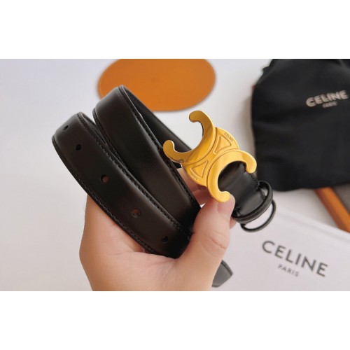 Celine 45AK93 MEDIUM TRIOMPHE BELT IN Black NATURAL CALFSKIN