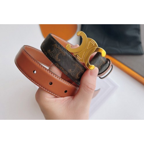 Celine 45B422 MEDIUM WITH BORDER TRIOMPHE BELT IN TRIOMPHE CANVAS AND TAN CALFSKIN