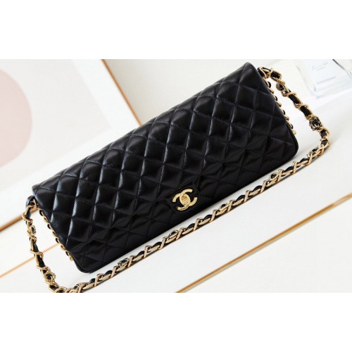 Chanel Bagutte Clutch with Chain in Black Lambskin