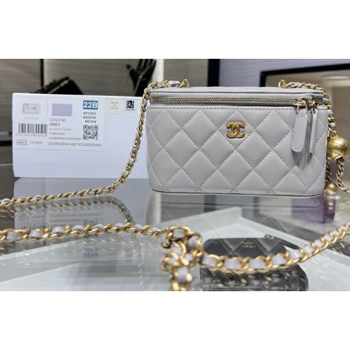 Chanel AP2303 Clutch With Chain in Gray Lambskin Chanel AP2303 Clutch With Chain in Gray Lambskin