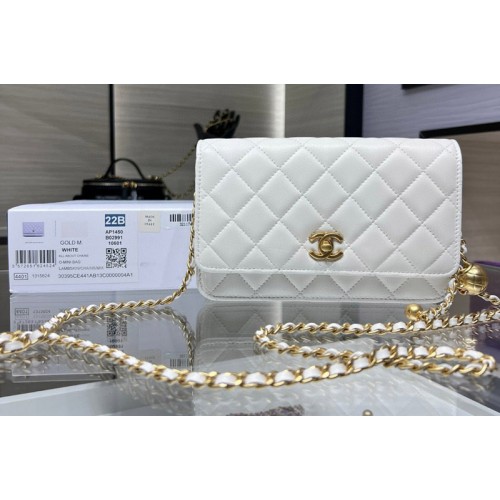Chanel AP1450 Wallet On Chain in White Leather
