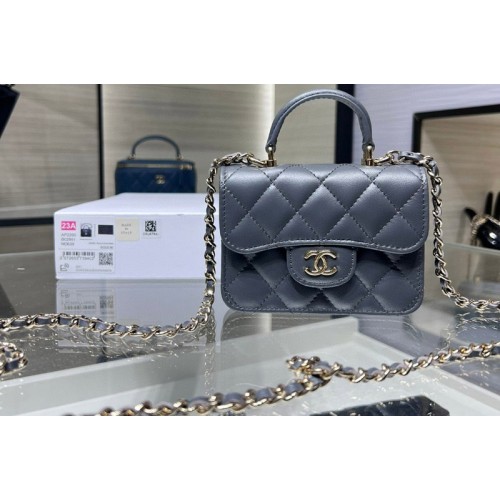 Chanel AP2200 Mini Flap Bag in Navy Blue Leather