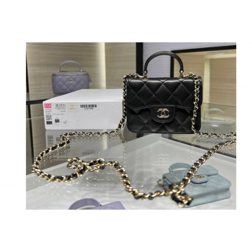 Chanel AP2200 Mini Flap Bag in Black Leather