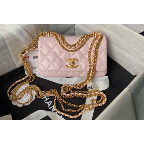 Chanel AS4972 Mini Flap Bag In Pink Shiny Lambskin