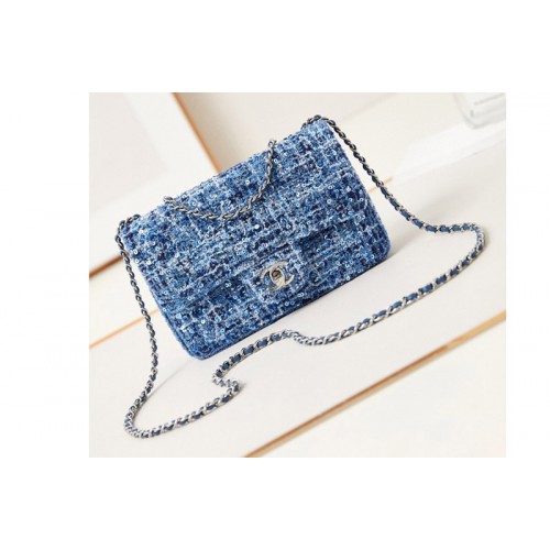 Chanel A69900 Mini Classic HandBag In Blue Sequins