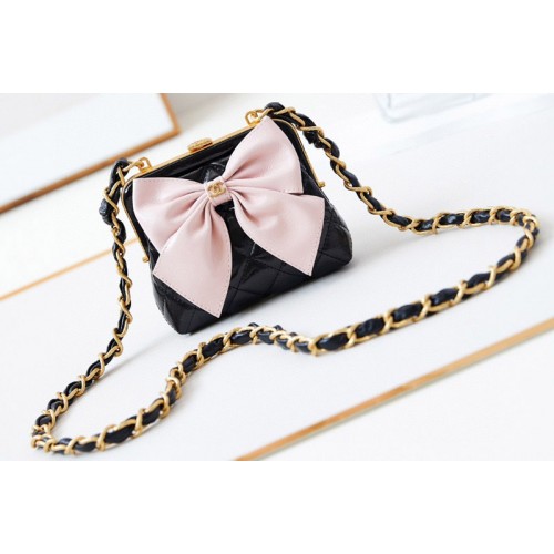 Chanel AP4028 Clutch With Chain in Black and Pink Lambskin