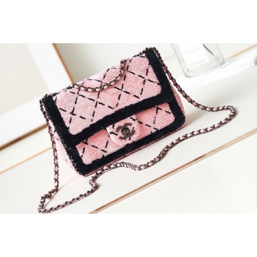 Chanel Mini Flap Bag in Pink Sequins