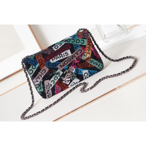 Chanel Mini Classic Handbag in Multicolor Sequins