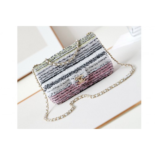 Chanel Mini Classic Handbag in Multicolor Sequins
