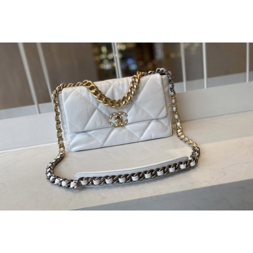 Chanel 19 Large Handbag AS1161 in White Lambskin Leather Chanel 19 Large Handbag AS1161 in White Lambskin Leather
