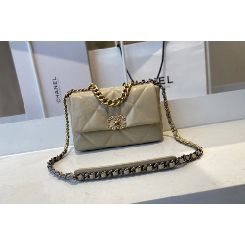 Chanel 19 Handbag AS1160 in Khaki Lambskin Leather