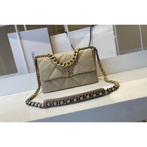 Chanel 19 Large Handbag AS1161 in Khaki Lambskin Leather