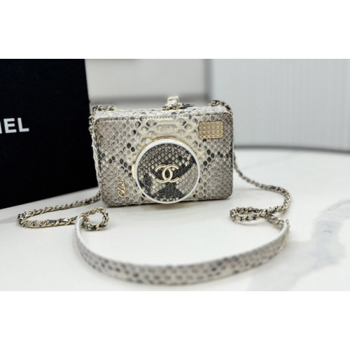 Chanel AS4817 Camera Bag in Silver/Black Snake Leather Chanel AS4817 Camera Bag in Silver/Black Snake Leather