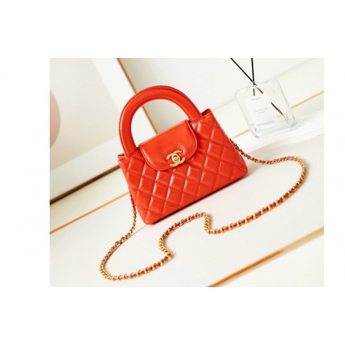 Chanel AS4416 Mini Shopping Bag in Orange Shiny Crumpled Calfskin