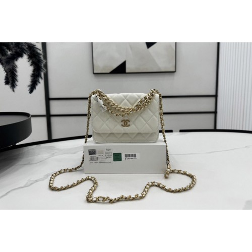 Chanel Mini WOC Wallet on Chain Bag in White Lambskin Leather Chanel Mini WOC Wallet on Chain Bag in White Lambskin Leather