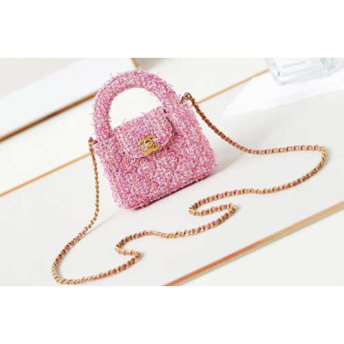 Chanel Mini Shopping Bag in Pink Cotton Tweed