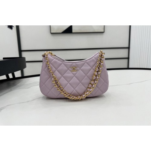 Chanel Small Hobo Bag in Purple Lambskin Leather