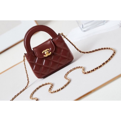 Chanel Clutch with Chain AP3435  in Wine Shiny Lambskin