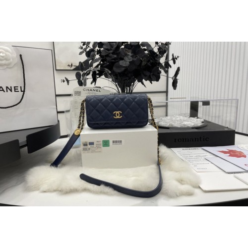 Chanel A68085 Bumbag Bag in Navy Blue Lambskin