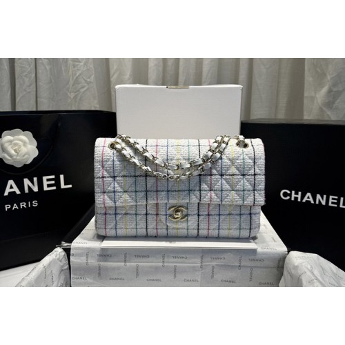 Chanel A01112 Mini Classic 11.12 Handbag in White Wool Tweed