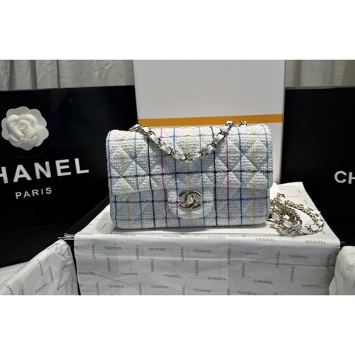 Chanel A69900 Mini Classic Bag in White Wool Tweed