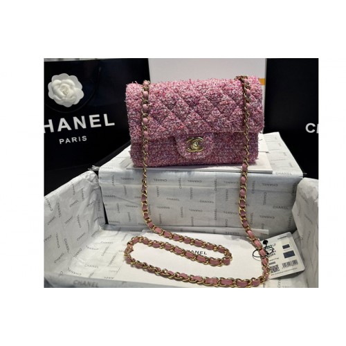 Chanel A69900 Mini Classic Bag in Pink Wool Tweed