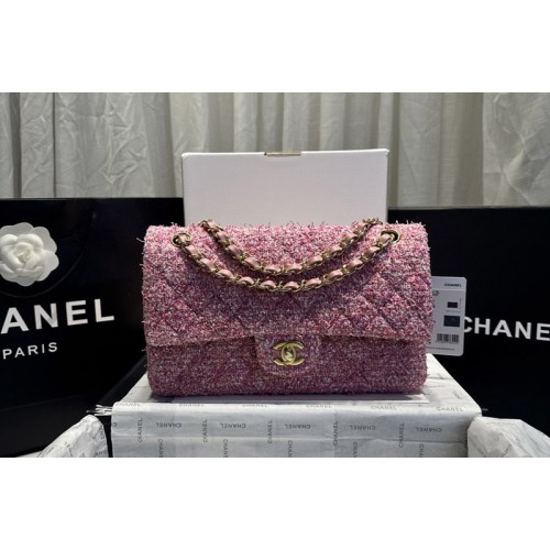 Chanel A01112 Mini Classic 11.12 Handbag in Pink Wool Tweed