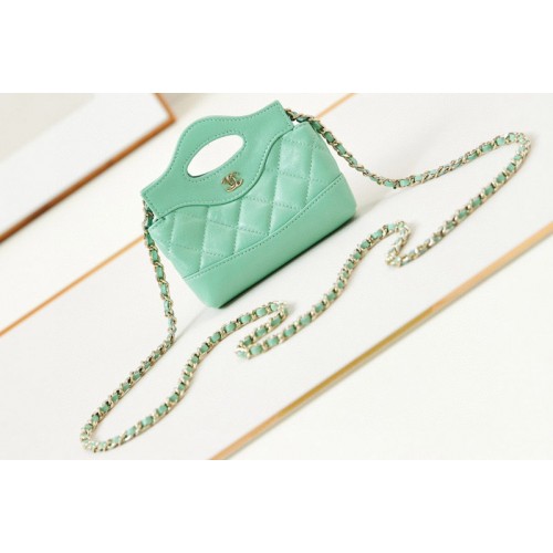 Chanel Nano 31 bag in Light Green Lambskin