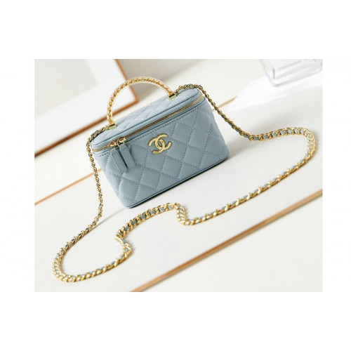 Chanel AP3768 Clutch on Chain bag in Blue Lambskin