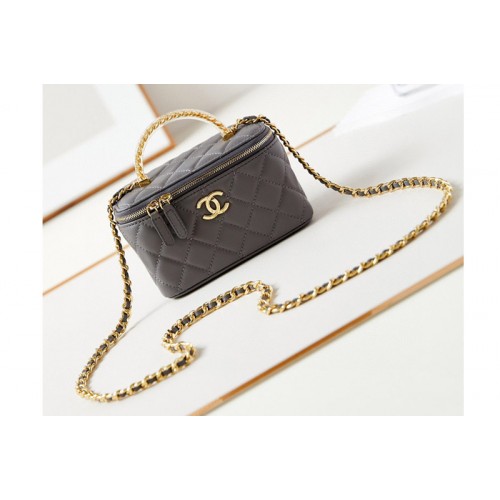 Chanel AP3768 Clutch on Chain bag in Dark Gray Lambskin