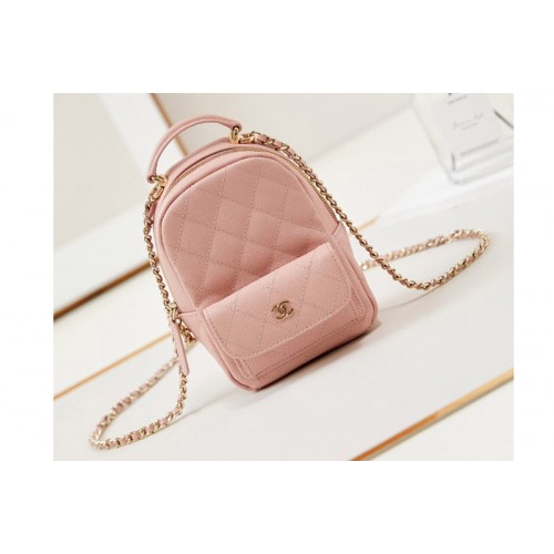 Chanel AP3753 Classic mini backpack in Light Pink Grained Calfskin
