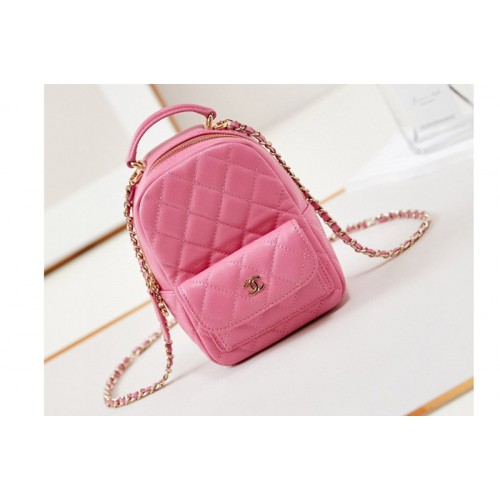 Chanel AP3753 Classic mini backpack in Pink Grained Calfskin