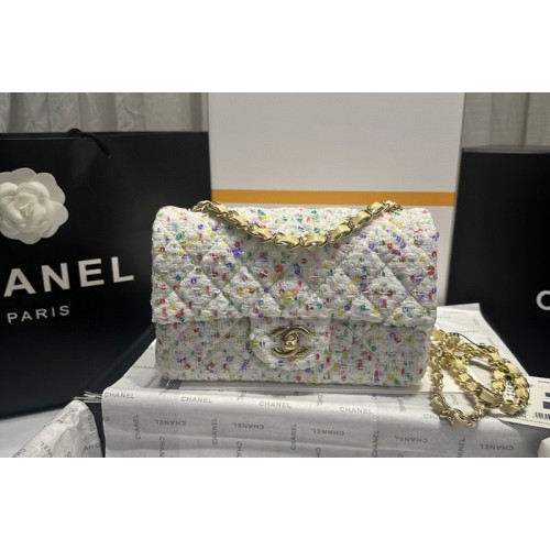 Chanel A69900 Mini Classic Bag in Multicolor Wool Tweed Chanel A69900 Mini Classic Bag in Multicolor Wool Tweed