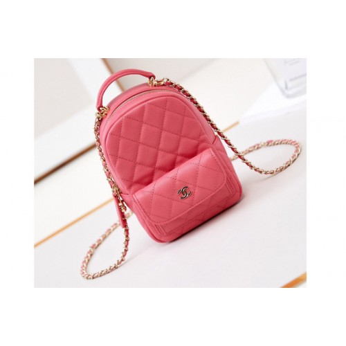 Chanel AP3753 Classic mini backpack in Dark Pink Grained Calfskin