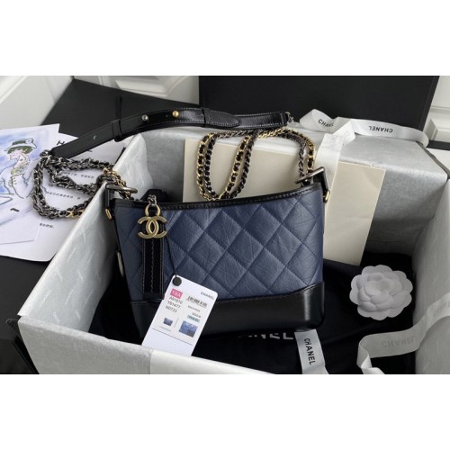 Chanel A91810 Gabrielle Small Hobo Bag in Blue Calfskin