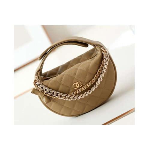 Chanel AP3943 Pouch Bag in Khaki Grained Shiny Calfskin