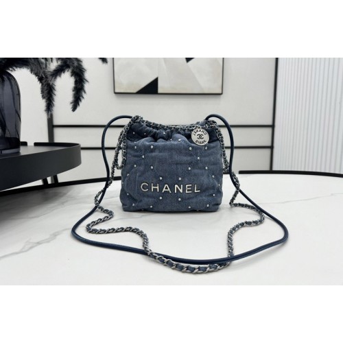 Chanel 22 Mini Handbag AS3980 in Blue Washed Denim Chanel 22 Mini Handbag AS3980 in Blue Washed Denim