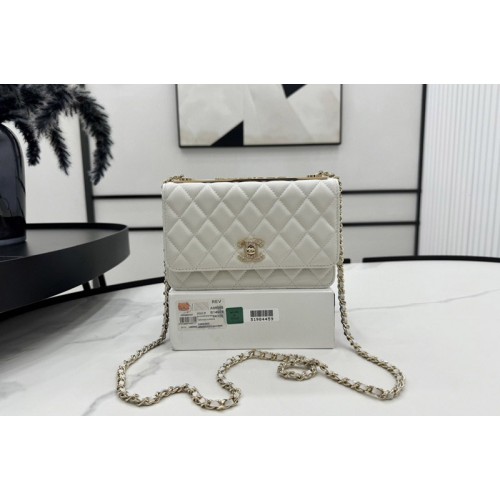 Chanel Wallet on Chain Bag in White Lambskin