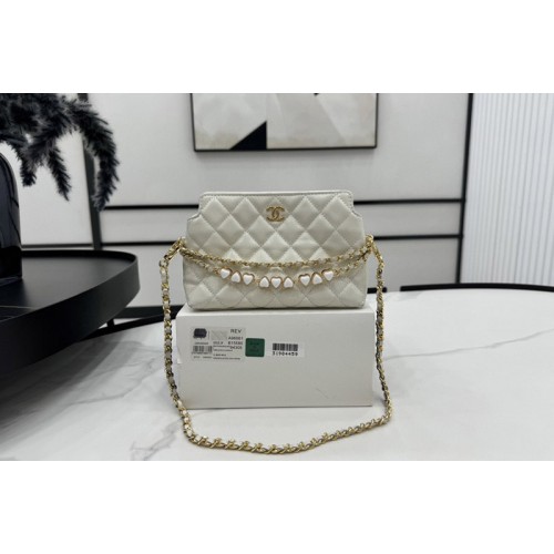 Chanel AP3787 Clutch With Chain Bag in White Lambskin