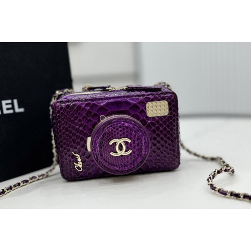 Chanel AS4817 Camera Bag in Purple Snake Leather