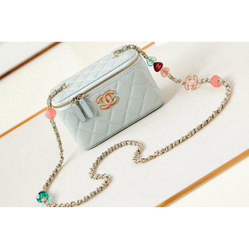 Chanel AP3784 Clutch With Chain Bag in Light Blue Lambskin
